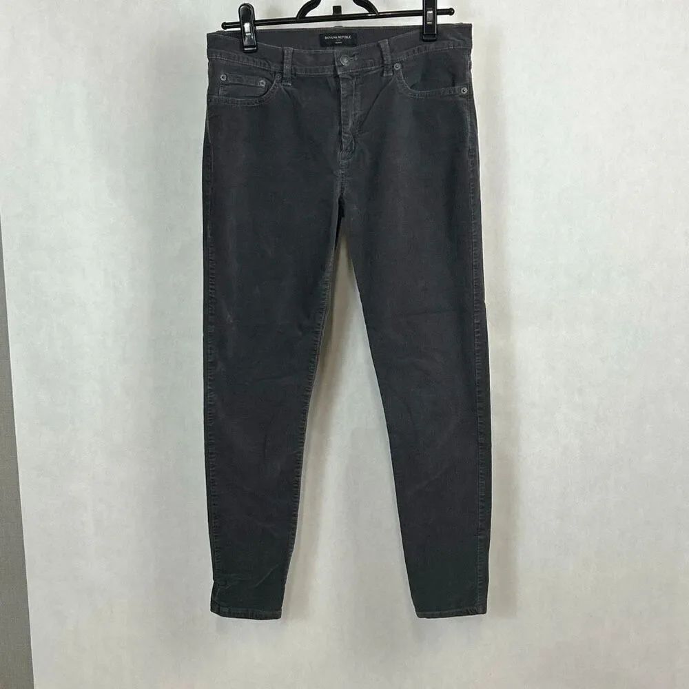 Banana Republic Corduroy Jeans Gray Womens Sz 30 Skinny Stretch Mid-Rise